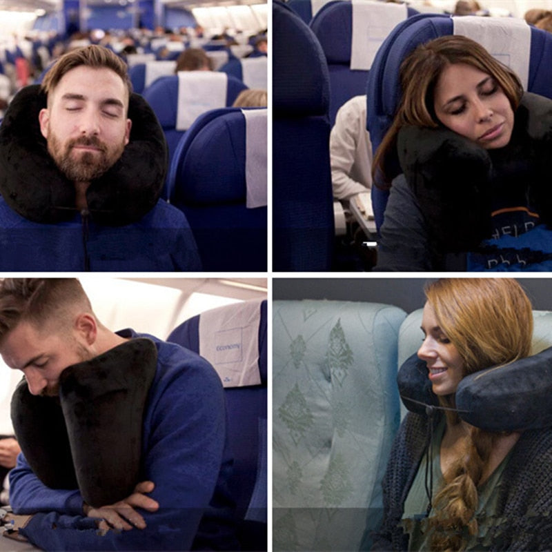 Unisex Women Men Inflatable Travel Neck Pillow 