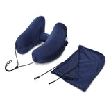 Navy Blue Inflatable Travel Neck Pillow 