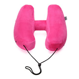 Pink Inflatable Travel Neck Pillow 