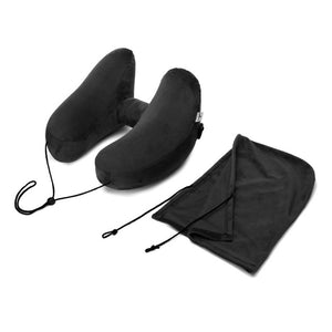 Black Inflatable Travel Neck Pillow 